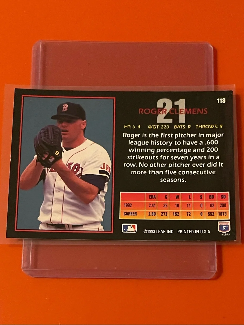 Roger Clemens #118 1993 Donruss [Triple Play] Baseball Trading Card